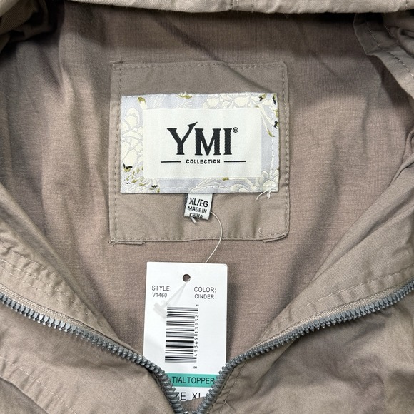 YMI Utility Hooded Anorak Vest Cinder Brown Zip Drawstring NWT Size XL/EG - Picture 7 of 9